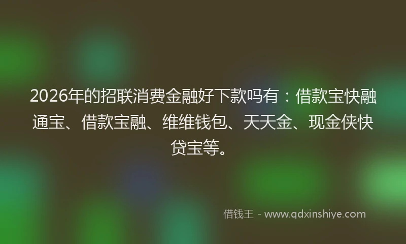 2026年的招联消费金融好下款吗有：借款宝快融通宝、借款宝融、维维钱包、天天金、现金侠快贷宝等。