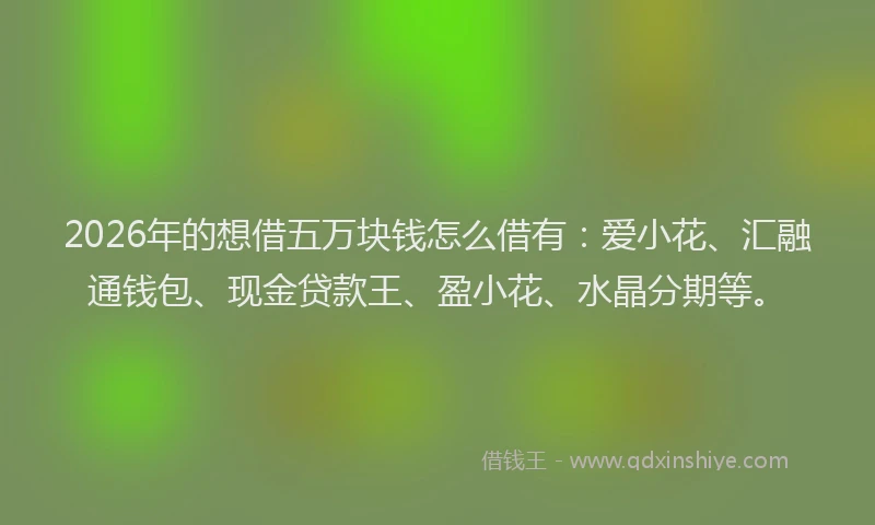 2026年的想借五万块钱怎么借有：爱小花、汇融通钱包、现金贷款王、盈小花、水晶分期等。