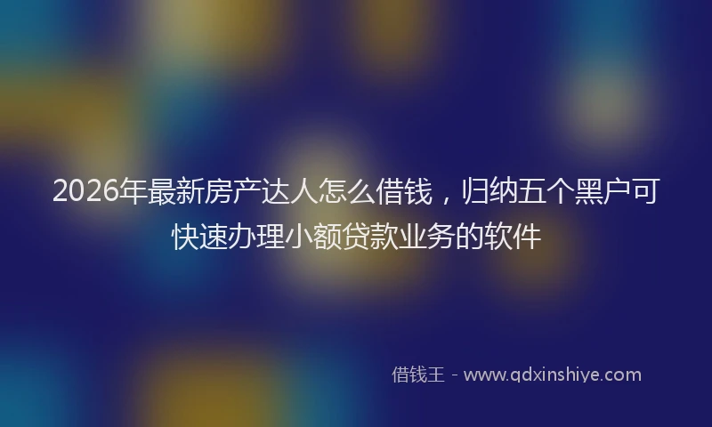 2026年最新房产达人怎么借钱，归纳五个黑户可快速办理小额贷款业务的软件