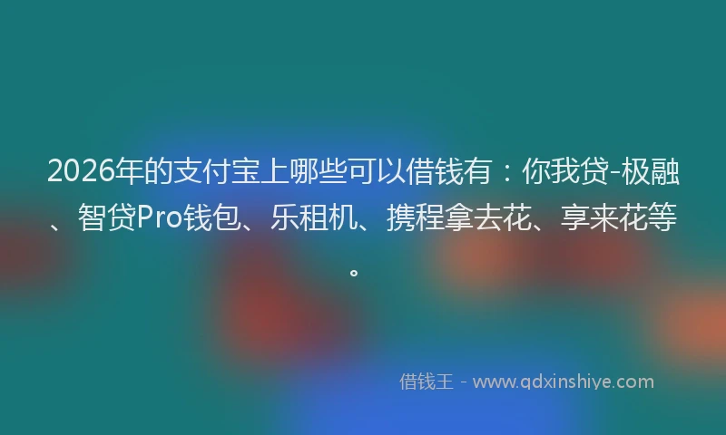 2026年的支付宝上哪些可以借钱有：你我贷-极融、智贷Pro钱包、乐租机、携程拿去花、享来花等。