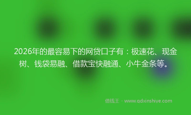 2026年的最容易下的网贷口子有：极速花、现金树、钱袋易融、借款宝快融通、小牛金条等。