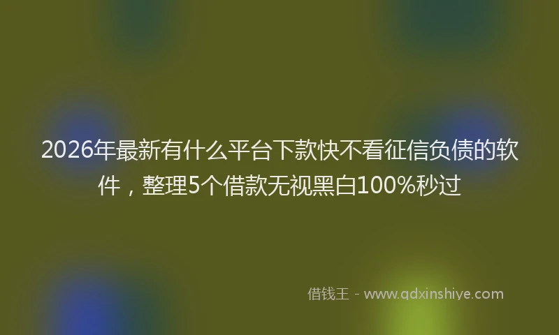 2026年最新有什么平台下款快不看征信负债的软件，整理5个借款无视黑白100%秒过