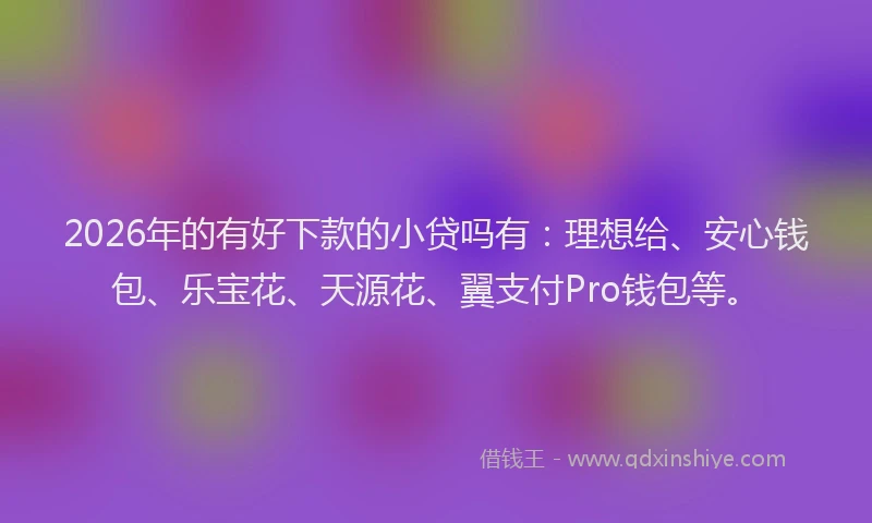 2026年的有好下款的小贷吗有：理想给、安心钱包、乐宝花、天源花、翼支付Pro钱包等。