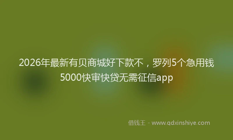 2026年最新有贝商城好下款不，罗列5个急用钱5000快审快贷无需征信app