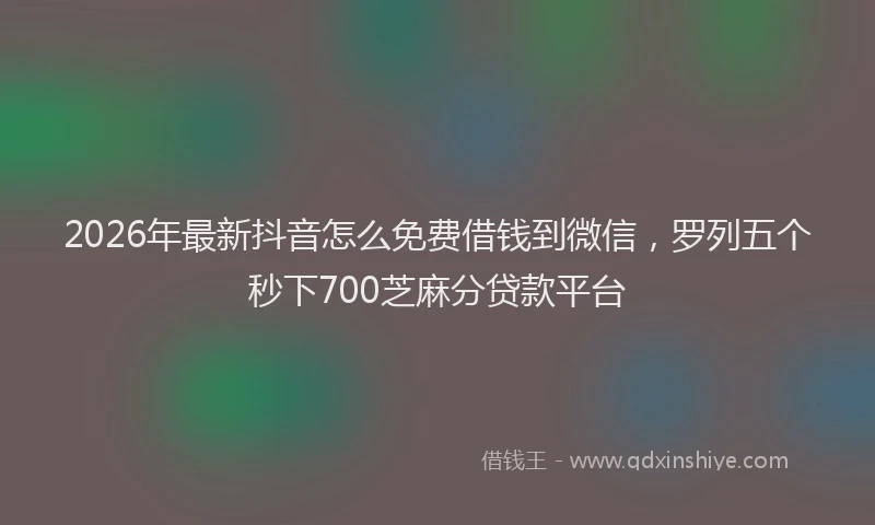 2026年最新抖音怎么免费借钱到微信，罗列五个秒下700芝麻分贷款平台