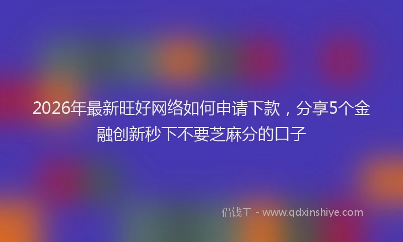 2026年最新旺好网络如何申请下款，分享5个金融创新秒下不要芝麻分的口子