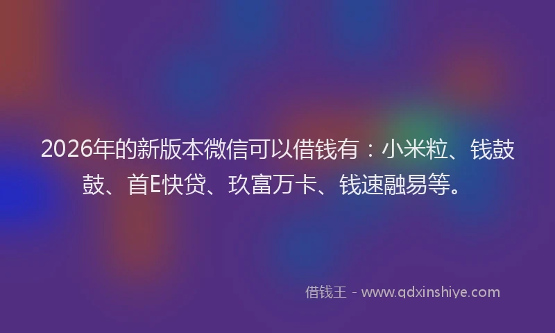 2026年的新版本微信可以借钱有：小米粒、钱鼓鼓、首E快贷、玖富万卡、钱速融易等。