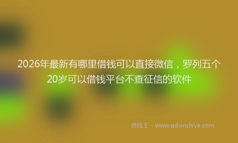 2026年最新有哪里借钱可以直接微信，罗列五个20岁可以借钱平台不查征信的软件
