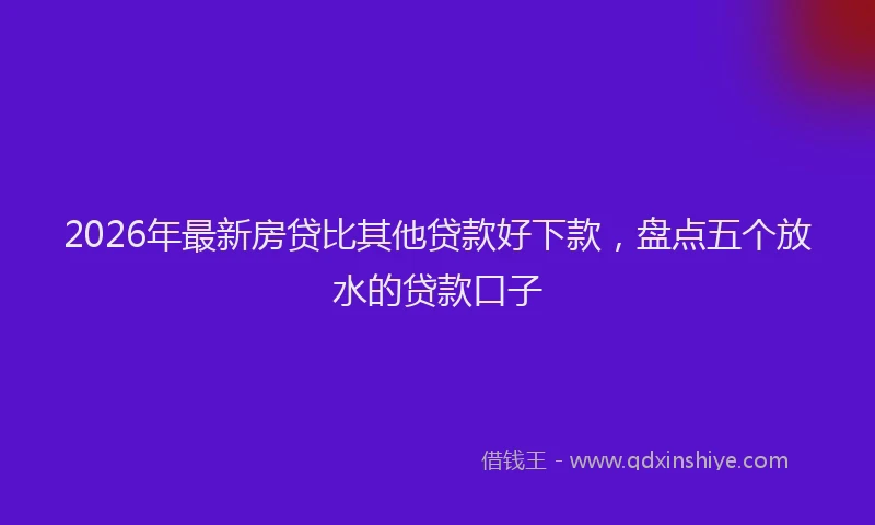 2026年最新房贷比其他贷款好下款，盘点五个放水的贷款口子