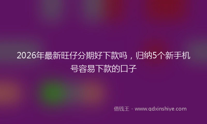2026年最新旺仔分期好下款吗，归纳5个新手机号容易下款的口子
