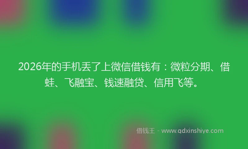 2026年的手机丢了上微信借钱有：微粒分期、借蛙、飞融宝、钱速融贷、信用飞等。