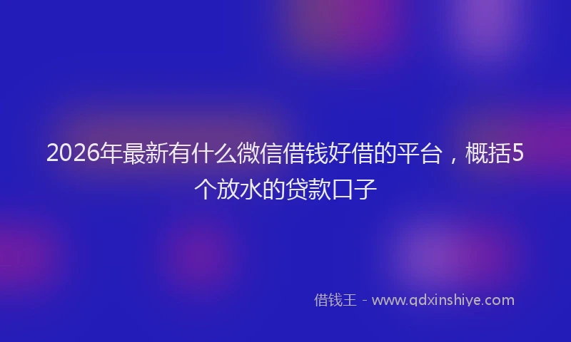 2026年最新有什么微信借钱好借的平台，概括5个放水的贷款口子