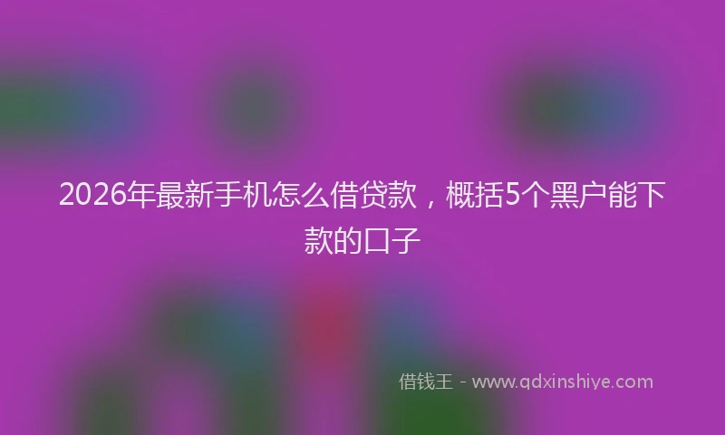 2026年最新手机怎么借贷款，概括5个黑户能下款的口子