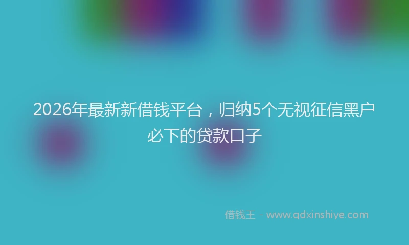 2026年最新新借钱平台，归纳5个无视征信黑户必下的贷款口子