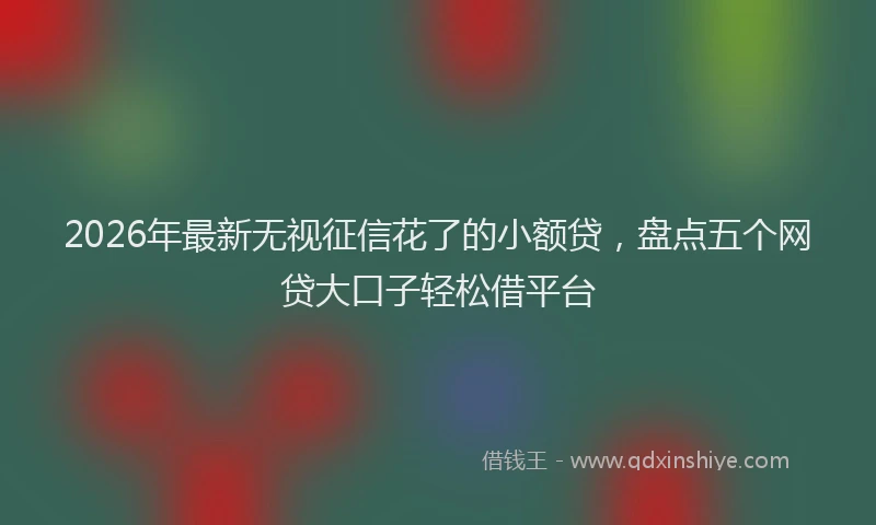 2026年最新无视征信花了的小额贷，盘点五个网贷大口子轻松借平台