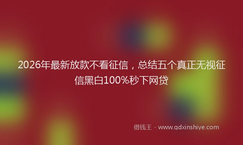2026年最新放款不看征信，总结五个真正无视征信黑白100%秒下网贷
