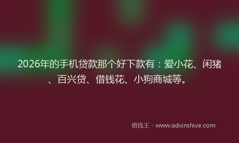 2026年的手机贷款那个好下款有：爱小花、闲猪、百兴贷、借钱花、小狗商城等。