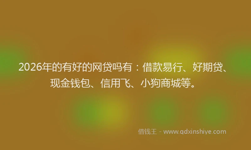 2026年的有好的网贷吗有：借款易行、好期贷、现金钱包、信用飞、小狗商城等。