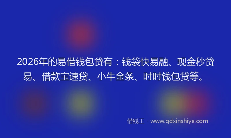 2026年的易借钱包贷有：钱袋快易融、现金秒贷易、借款宝速贷、小牛金条、时时钱包贷等。