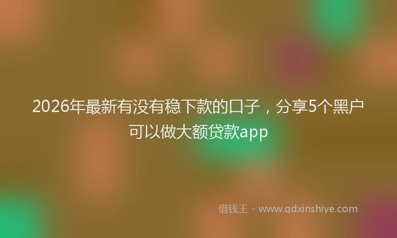 2026年最新有没有稳下款的口子，分享5个黑户可以做大额贷款app