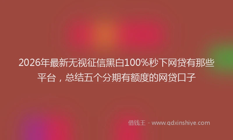 2026年最新无视征信黑白100%秒下网贷有那些平台，总结五个分期有额度的网贷口子