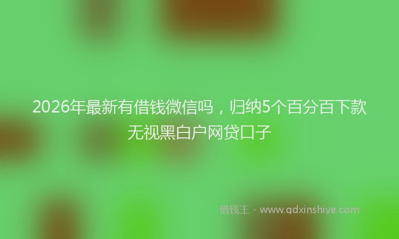 2026年最新有借钱微信吗，归纳5个百分百下款无视黑白户网贷口子