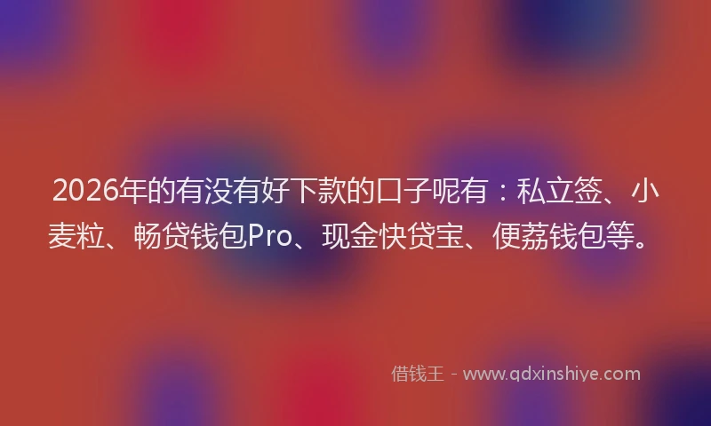 2026年的有没有好下款的口子呢有：私立签、小麦粒、畅贷钱包Pro、现金快贷宝、便荔钱包等。