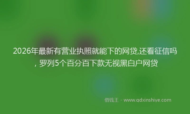 2026年最新有营业执照就能下的网贷,还看征信吗，罗列5个百分百下款无视黑白户网贷