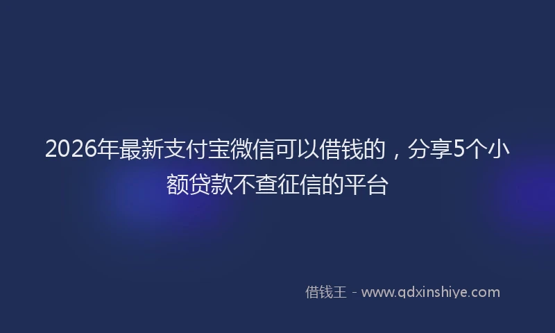 2026年最新支付宝微信可以借钱的，分享5个小额贷款不查征信的平台