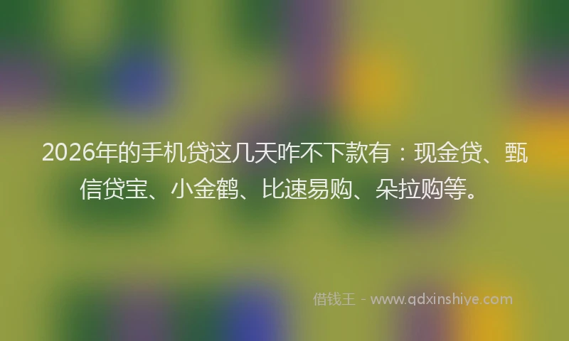 2026年的手机贷这几天咋不下款有：现金贷、甄信贷宝、小金鹤、比速易购、朵拉购等。