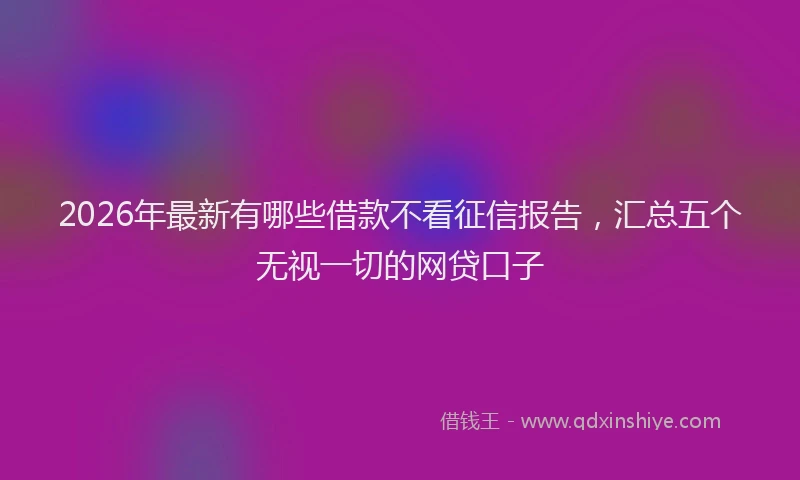 2026年最新有哪些借款不看征信报告，汇总五个无视一切的网贷口子