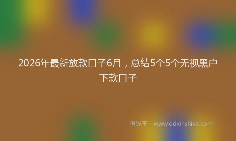2026年最新放款口子6月，总结5个5个无视黑户下款口子