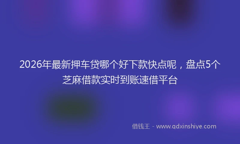 2026年最新押车贷哪个好下款快点呢，盘点5个芝麻借款实时到账速借平台