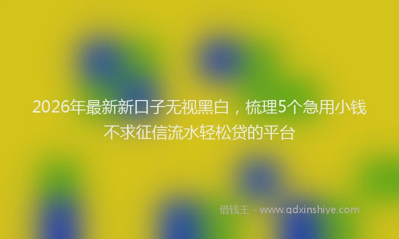 2026年最新新口子无视黑白，梳理5个急用小钱不求征信流水轻松贷的平台