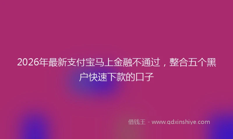 2026年最新支付宝马上金融不通过，整合五个黑户快速下款的口子