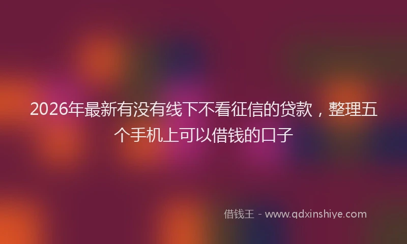 2026年最新有没有线下不看征信的贷款，整理五个手机上可以借钱的口子