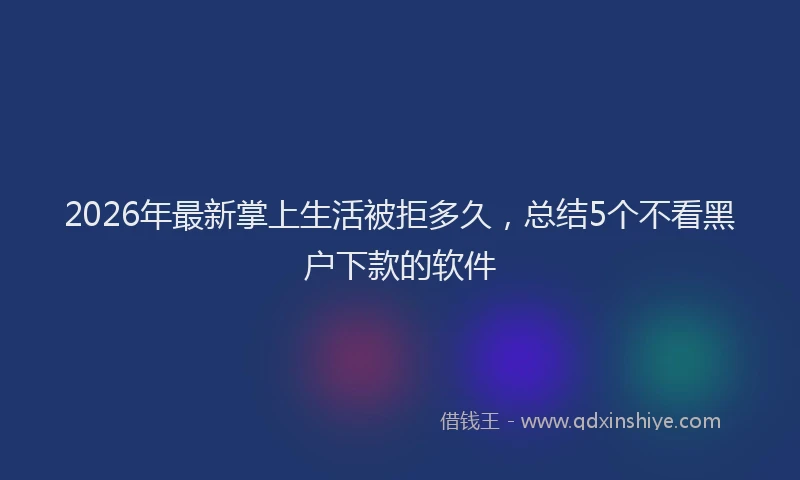 2026年最新掌上生活被拒多久，总结5个不看黑户下款的软件
