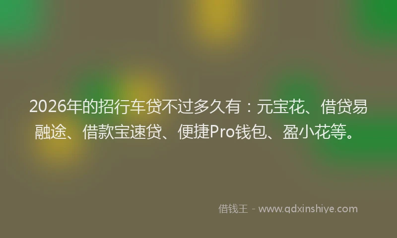 2026年的招行车贷不过多久有：元宝花、借贷易融途、借款宝速贷、便捷Pro钱包、盈小花等。