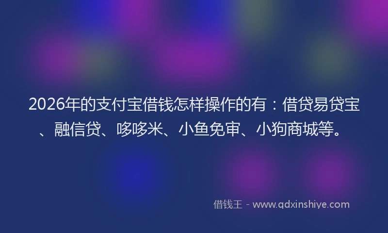 2026年的支付宝借钱怎样操作的有：借贷易贷宝、融信贷、哆哆米、小鱼免审、小狗商城等。