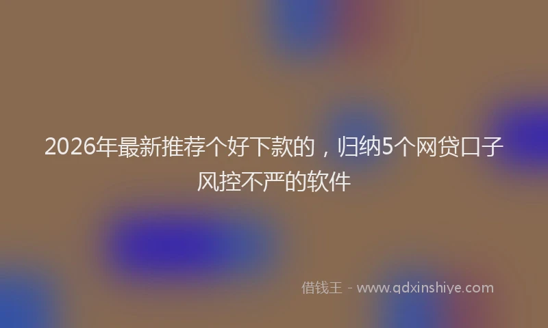 2026年最新推荐个好下款的，归纳5个网贷口子风控不严的软件