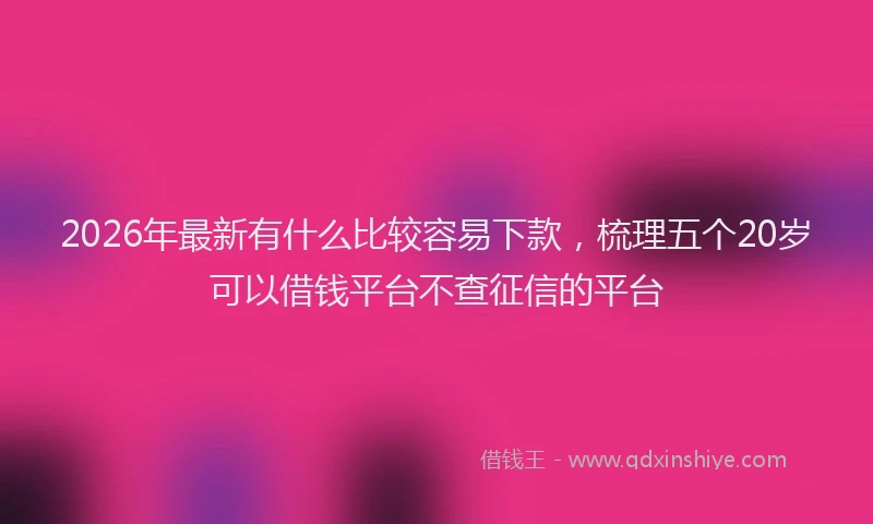 2026年最新有什么比较容易下款，梳理五个20岁可以借钱平台不查征信的平台