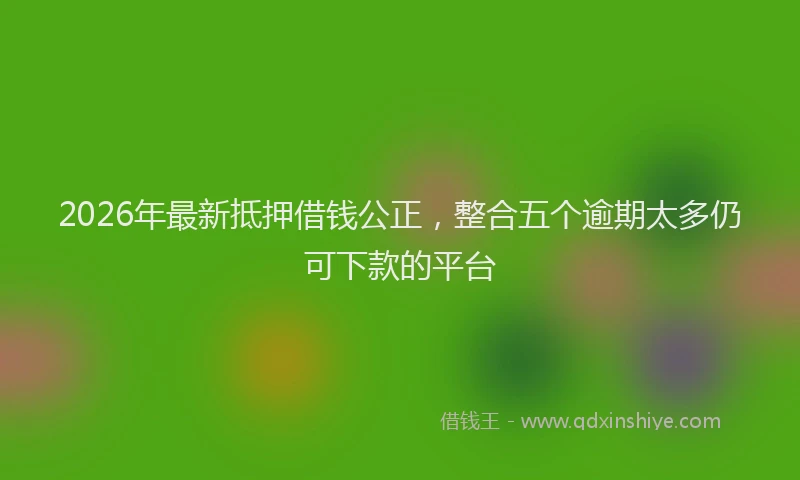 2026年最新抵押借钱公正，整合五个逾期太多仍可下款的平台