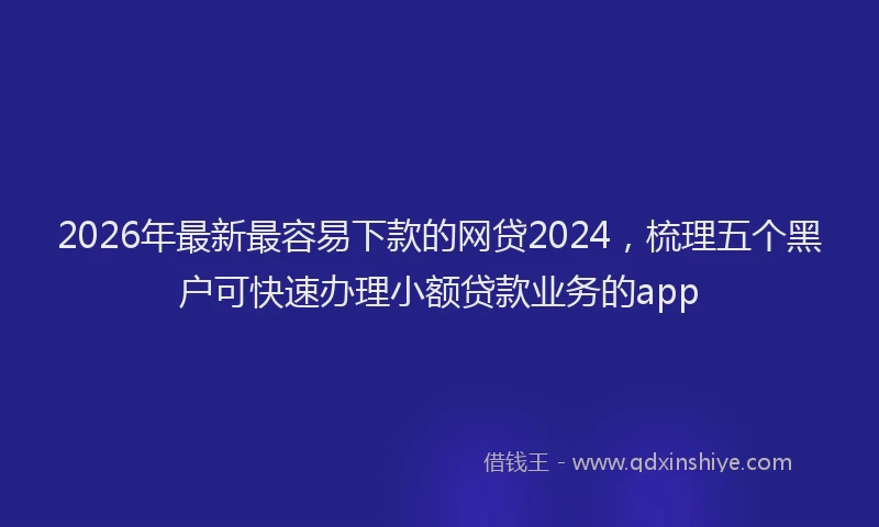 2026年最新最容易下款的网贷2024，梳理五个黑户可快速办理小额贷款业务的app