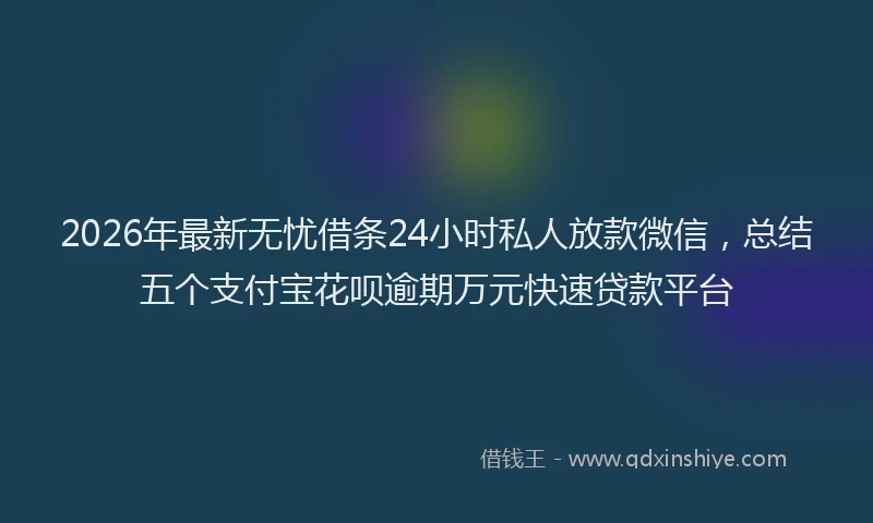 2026年最新无忧借条24小时私人放款微信，总结五个支付宝花呗逾期万元快速贷款平台
