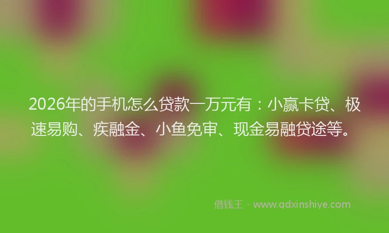 2026年的手机怎么贷款一万元有：小赢卡贷、极速易购、疾融金、小鱼免审、现金易融贷途等。