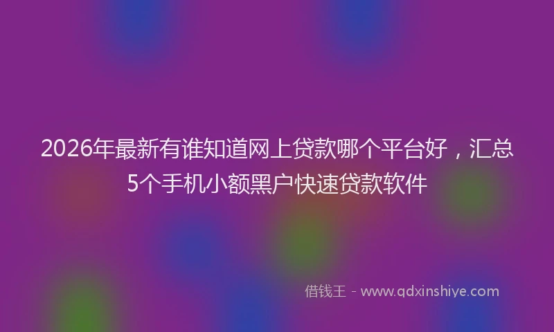 2026年最新有谁知道网上贷款哪个平台好，汇总5个手机小额黑户快速贷款软件