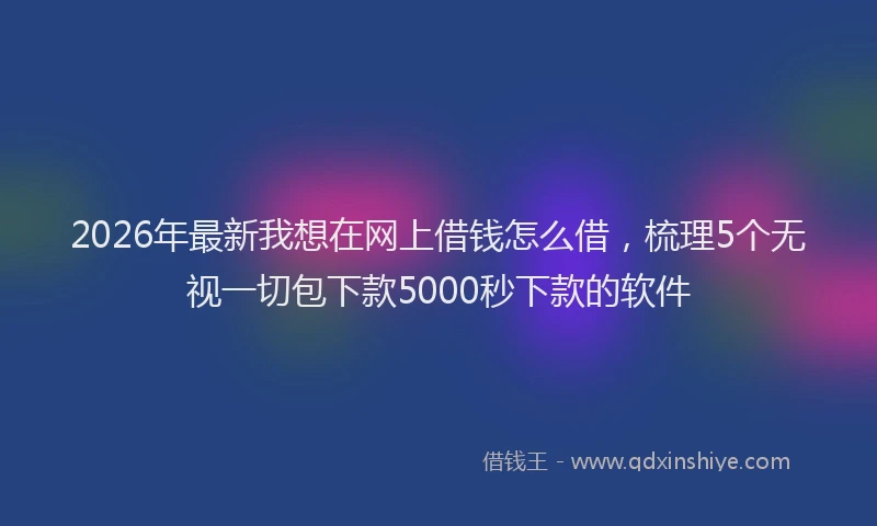 2026年最新我想在网上借钱怎么借，梳理5个无视一切包下款5000秒下款的软件
