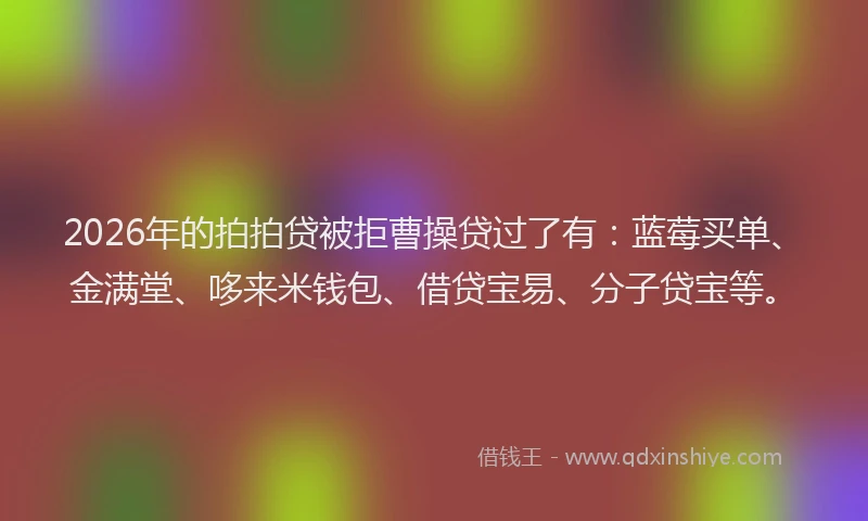 2026年的拍拍贷被拒曹操贷过了有：蓝莓买单、金满堂、哆来米钱包、借贷宝易、分子贷宝等。