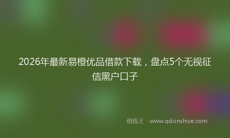 2026年最新易橙优品借款下载，盘点5个无视征信黑户口子