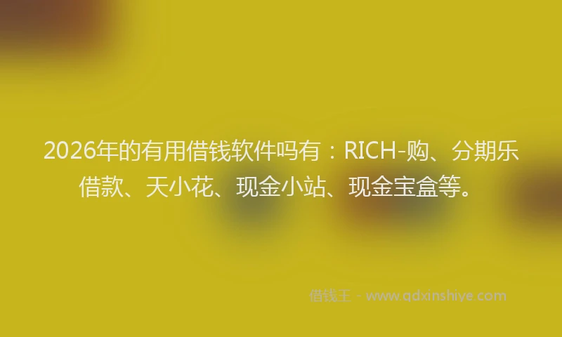 2026年的有用借钱软件吗有：RICH-购、分期乐借款、天小花、现金小站、现金宝盒等。